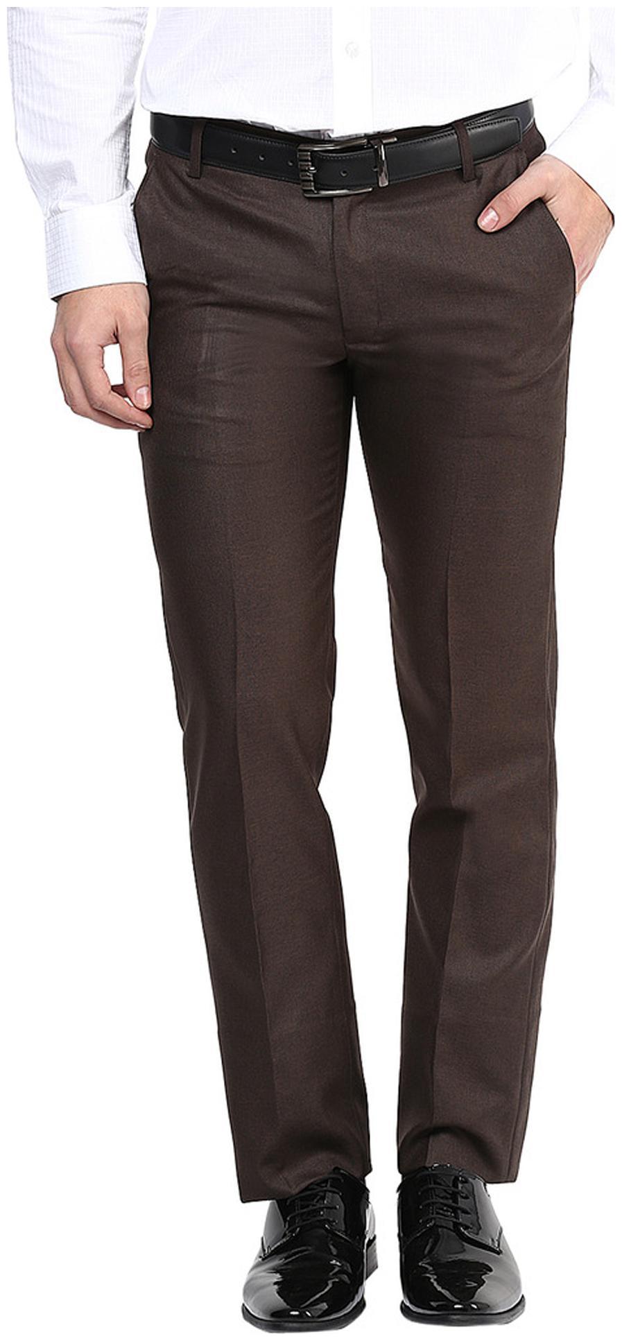 

BUKKL Men Solid Slim Fit Formal Trouser - Brown