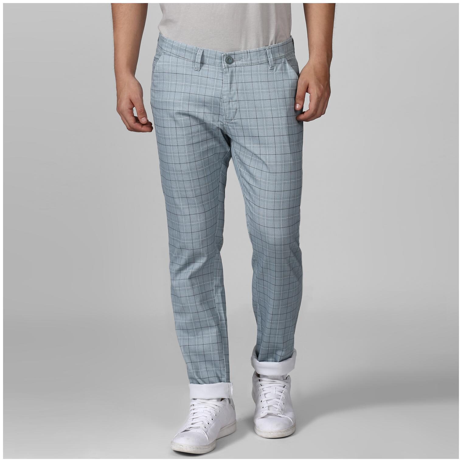 

BUKKL Men Blue Checked Tapered fit Chinos