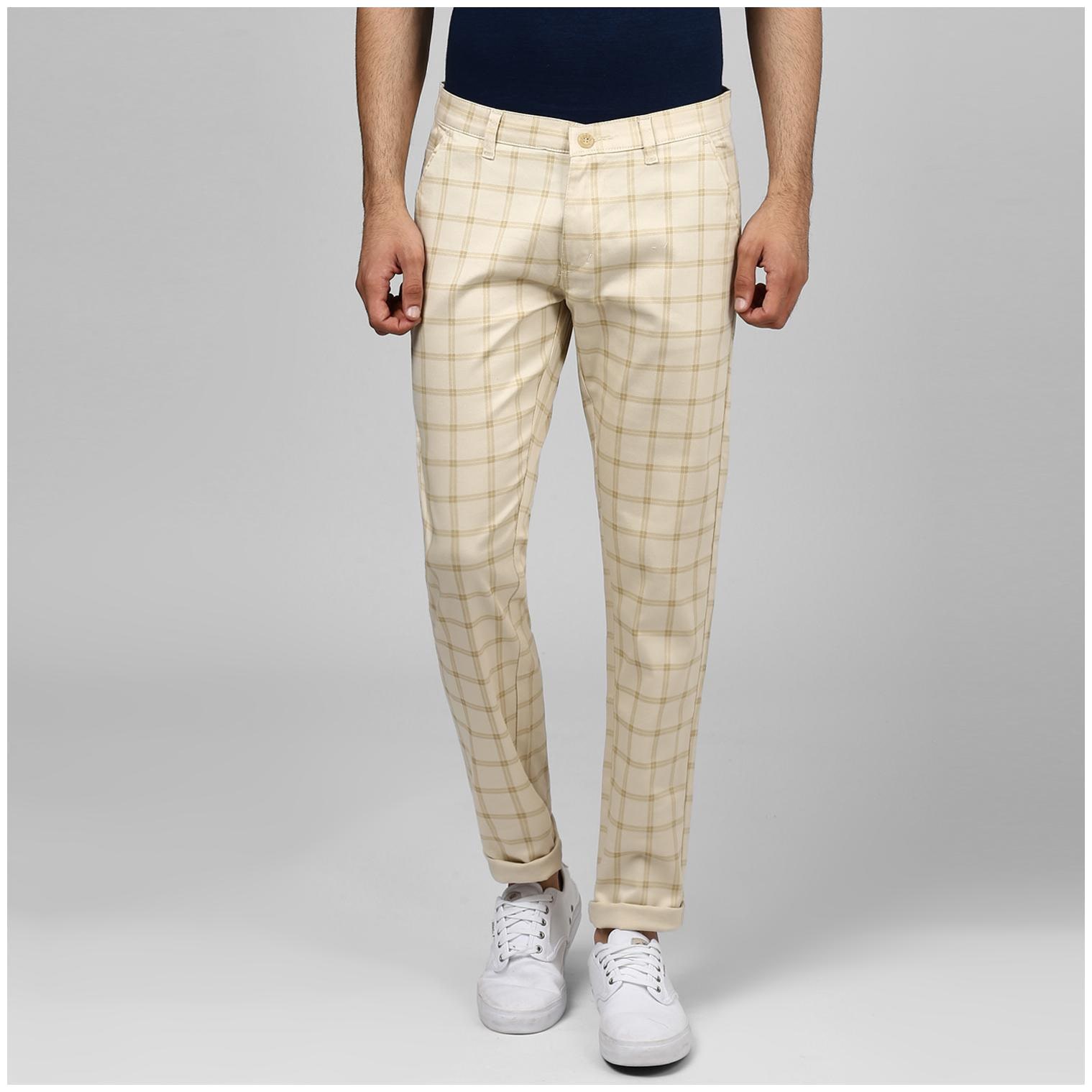 

BUKKL Men Beige Checked Tapered fit Chinos