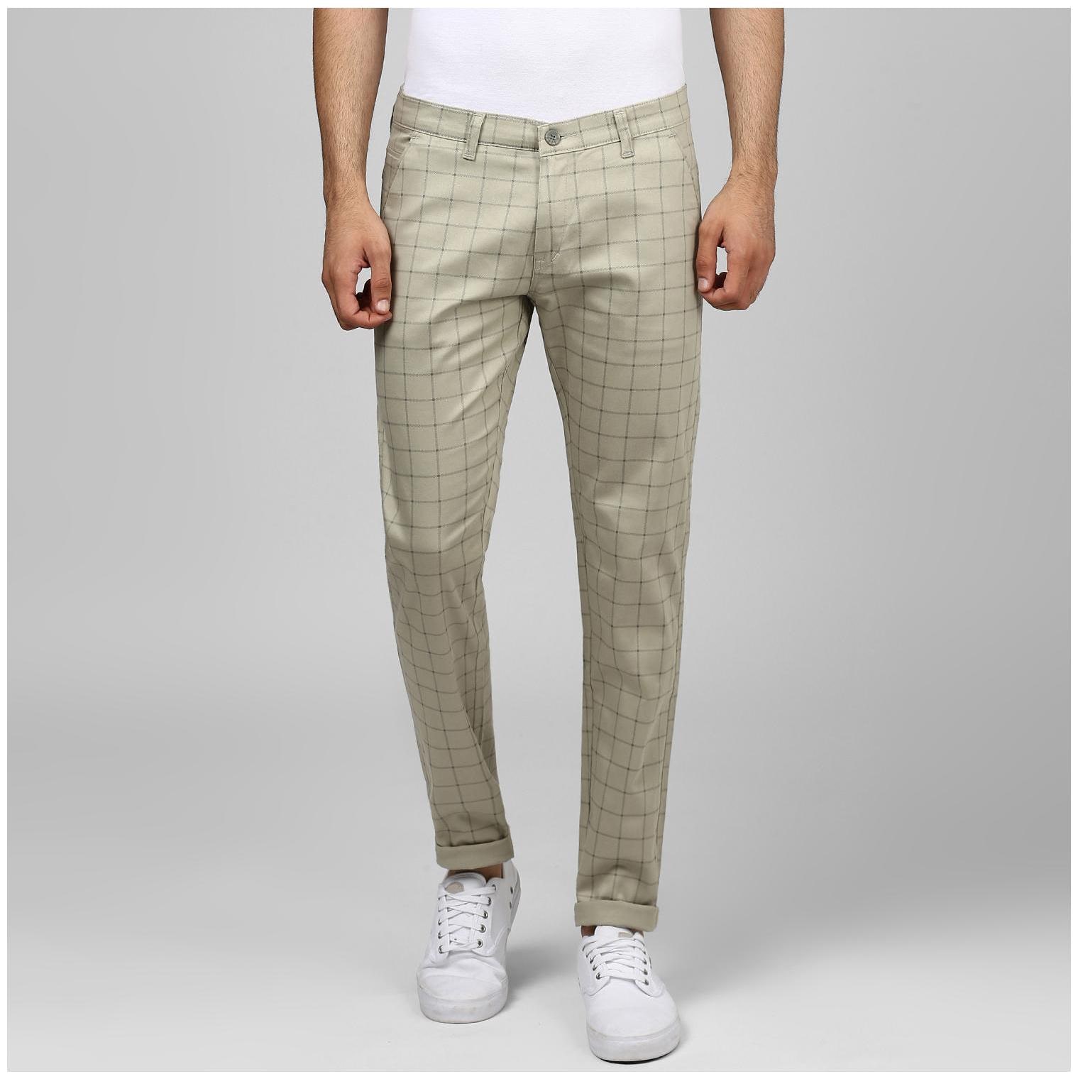 

BUKKL Men Beige Checked Tapered fit Chinos