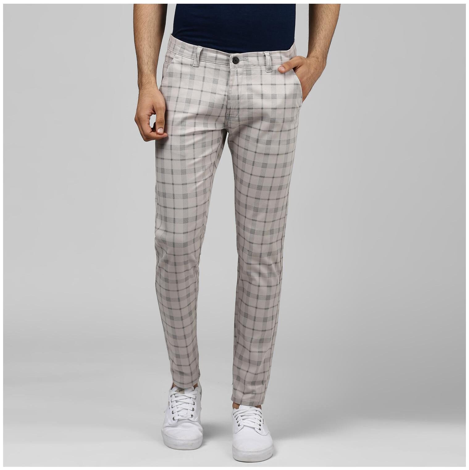 

BUKKL Men Grey Checked Tapered fit Chinos