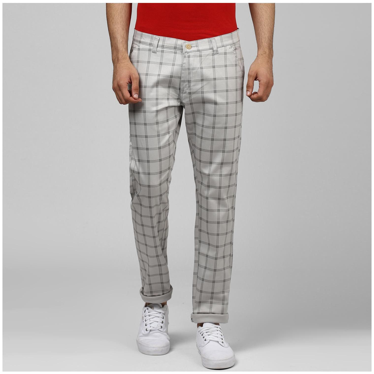 

BUKKL Men Beige Checked Tapered fit Chinos
