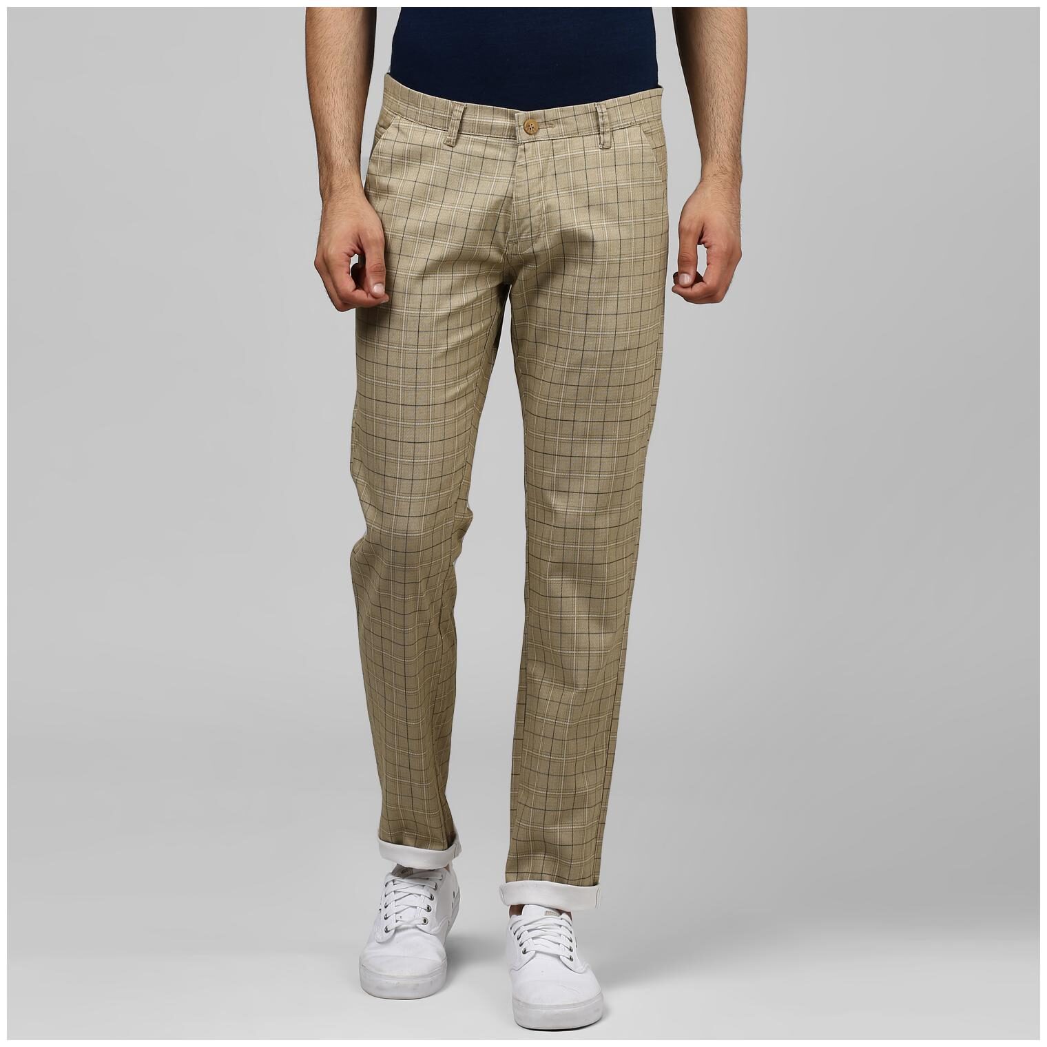 

BUKKL Men Beige Checked Slim fit Chinos