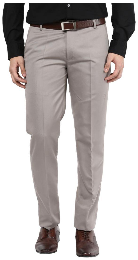 

BUKKL Men Solid Slim Fit Formal Trouser - Grey