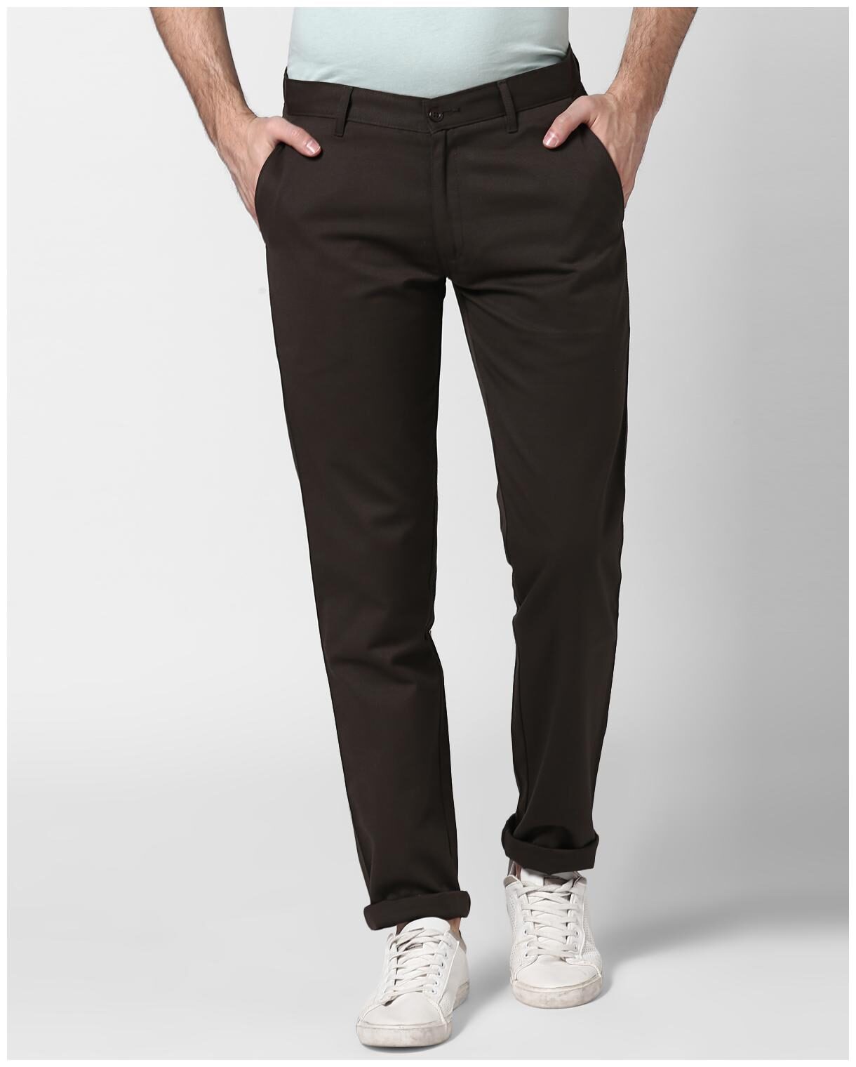 

BUKKL Men Olive Solid Slim fit Chinos