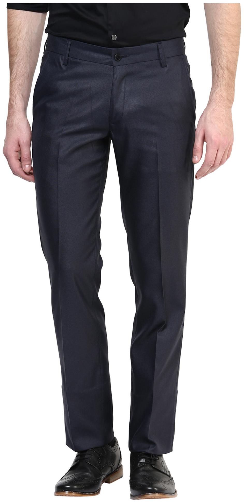 

BUKKL Men Solid Slim Fit Formal Trouser - Blue