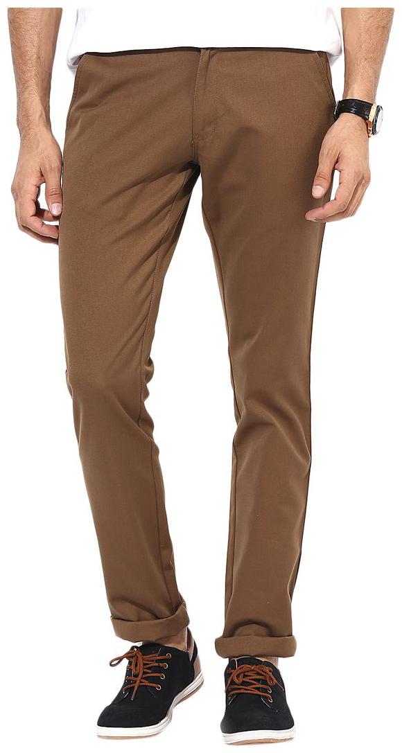 

BUKKL Men Brown Solid Slim fit Chinos
