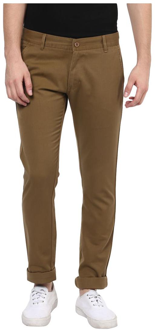 

BUKKL Men Brown Solid Slim fit Regular trousers