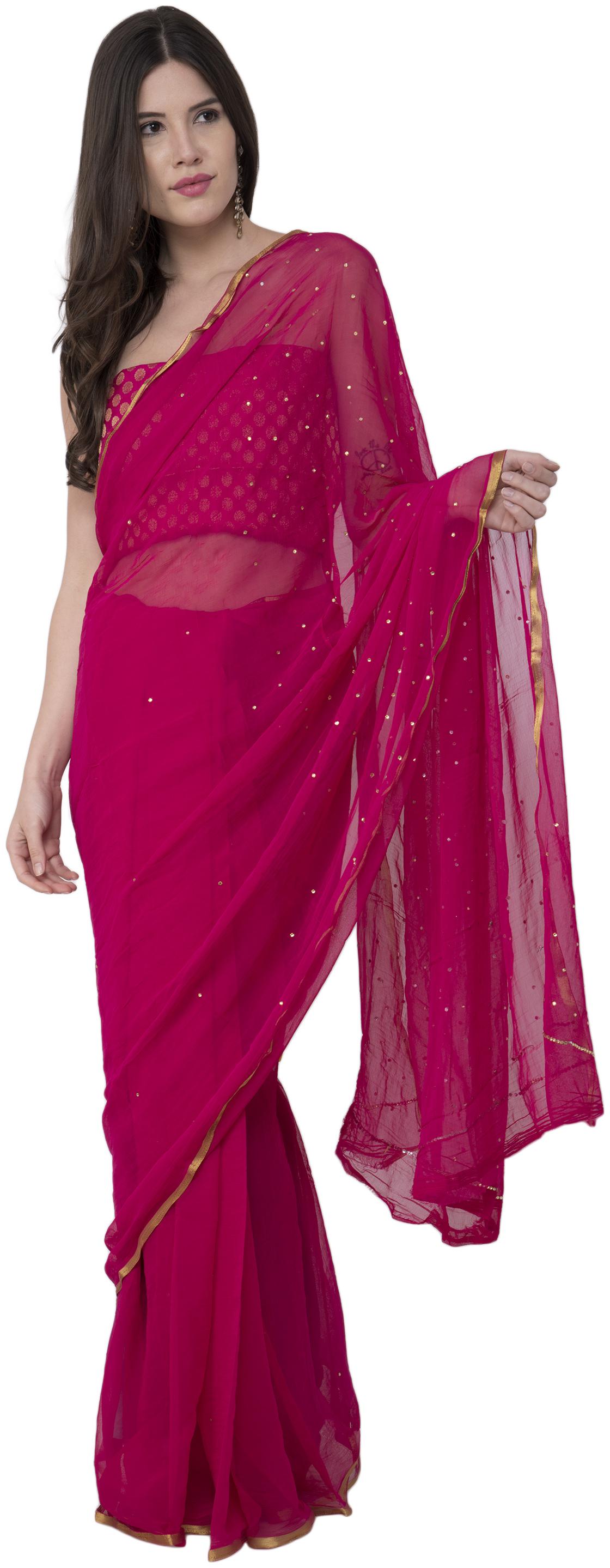 

Bunny Creation Red Solid Universal Designer Saree With Blouse With blouse