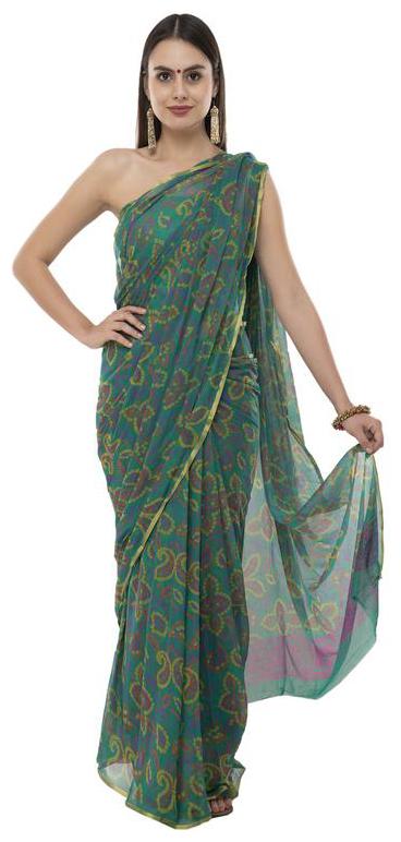 

Bunny Creation Chiffon Designer Saree Green