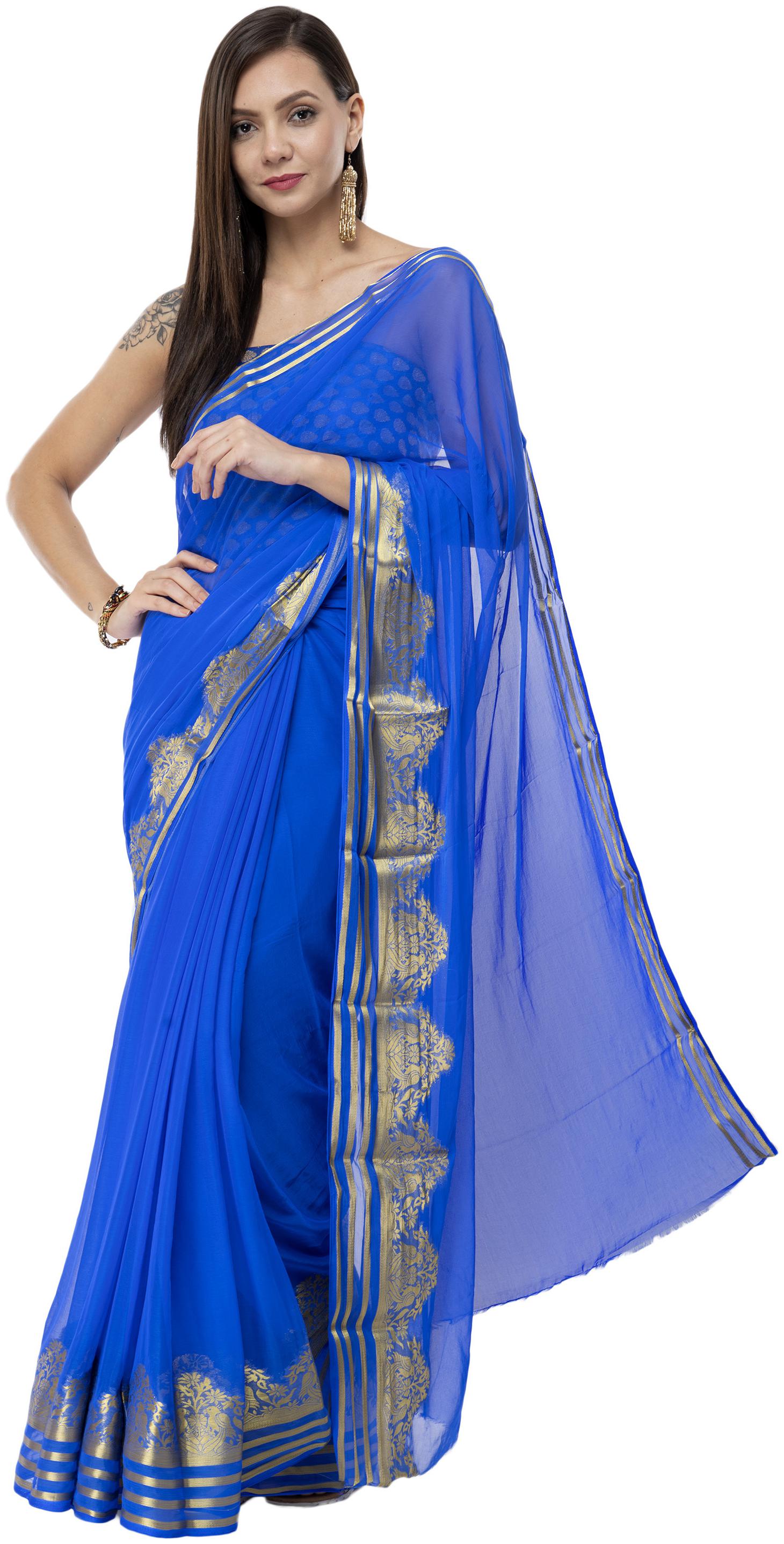 

Bunny Creation Chiffon Party Universal Saree Blue