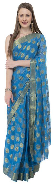 

Bunny Creation Chiffon Designer Saree Blue