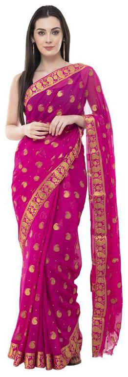 

Bunny Creation Chiffon Designer Saree Pink