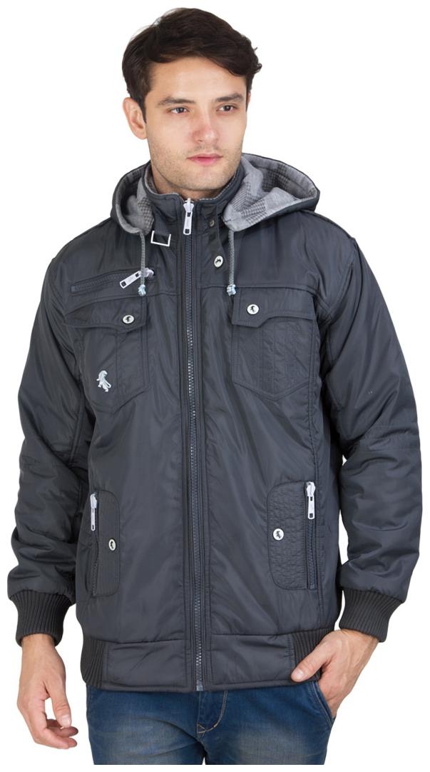 

BURDY Men Grey Solid Bomber jacket