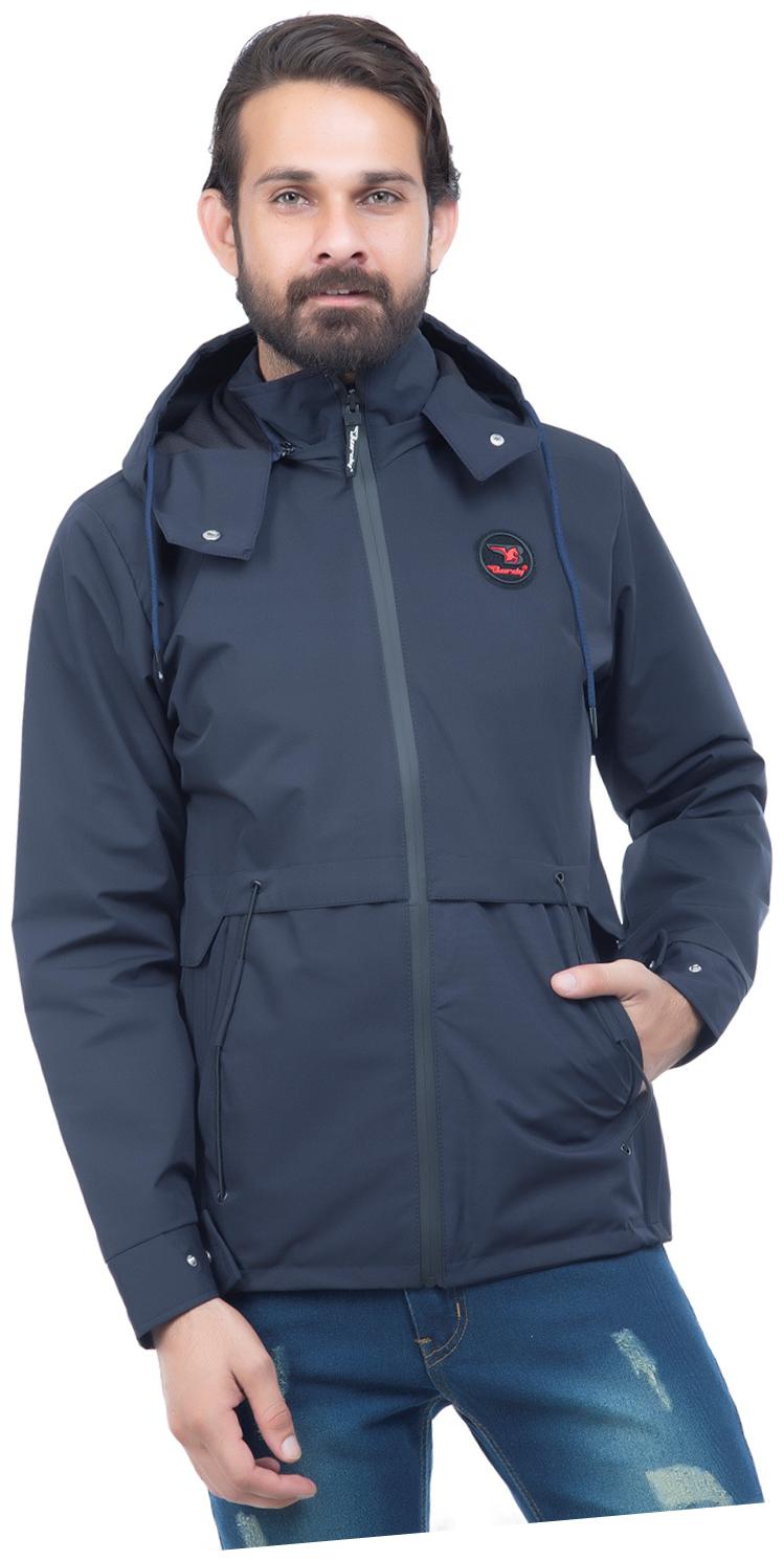

Burdy Men Navy blue Solid Biker jacket
