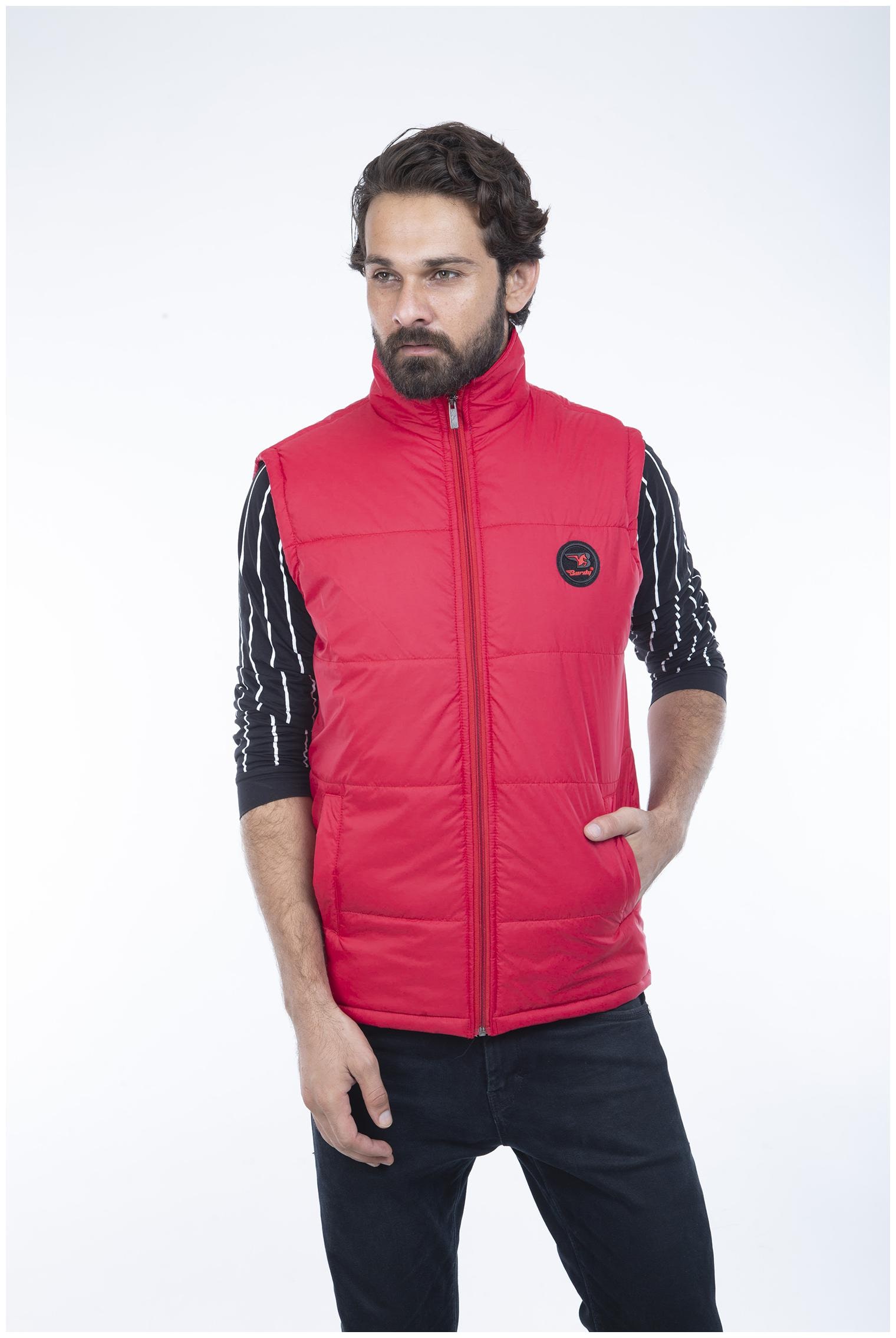 

Burdy sleeveles solid men fancy jacket -Red
