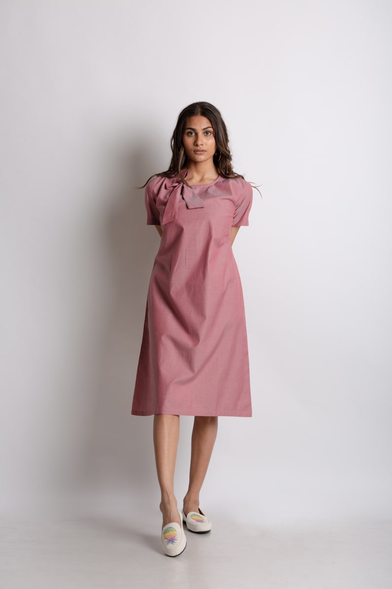 

Bureture Pink Solid A-line dress