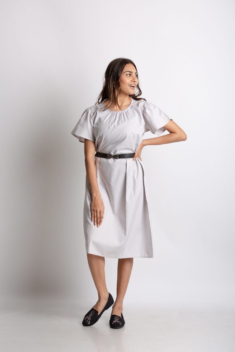 

Bureture Silver Solid A-line dress
