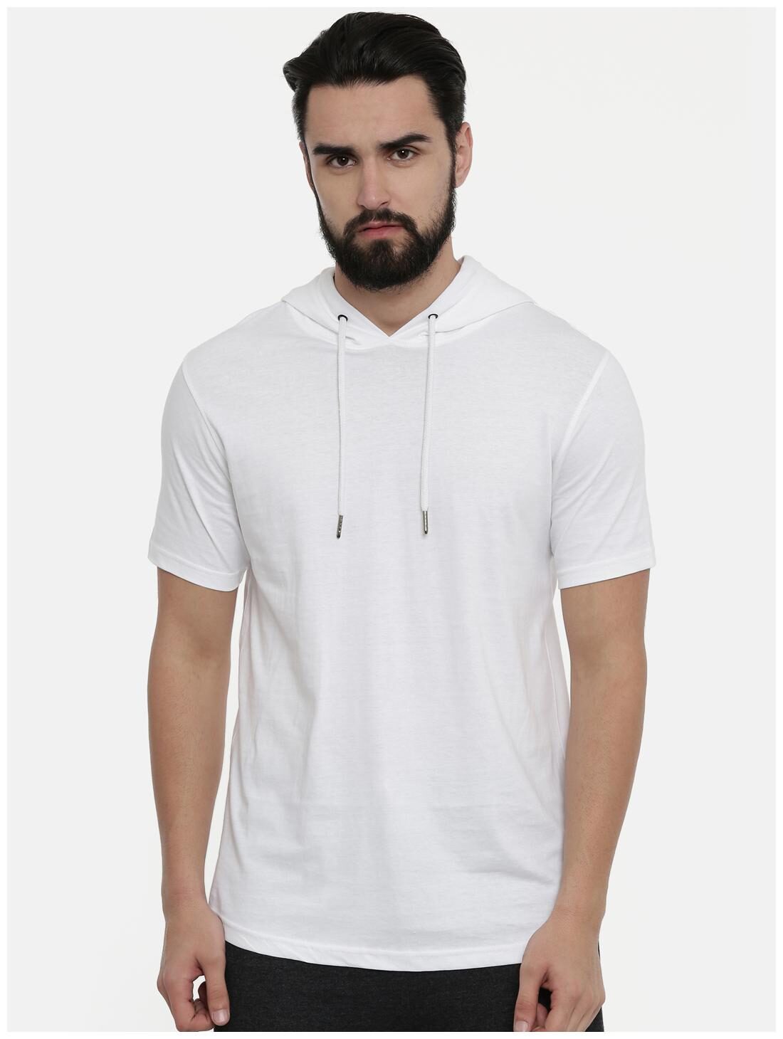 

Bushirt com Men White Regular fit Cotton Hood T-Shirt - Pack Of 1