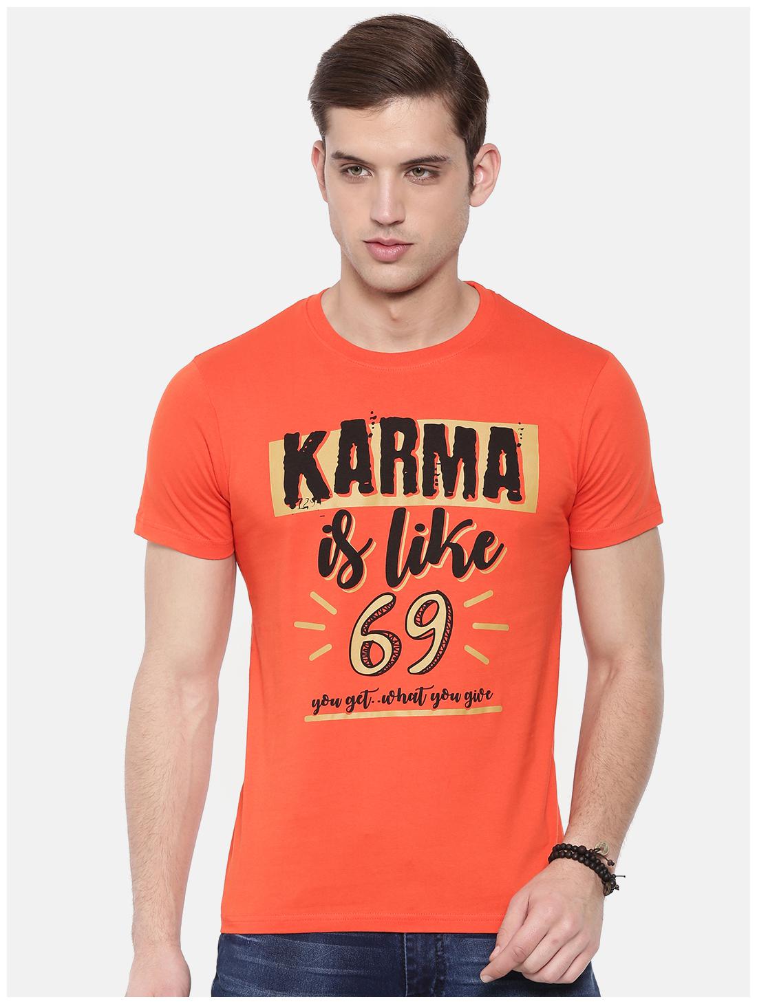 

Bushirt com Men Orange Regular fit Cotton Round neck T-Shirt - Pack Of 1