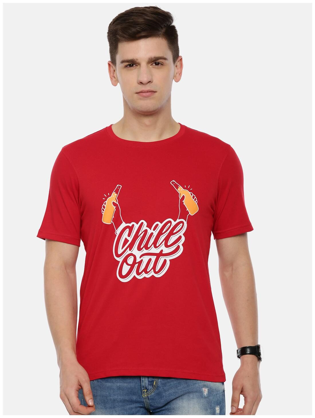 

Bushirt com Men Red Regular fit Cotton Round neck T-Shirt - Pack Of 1