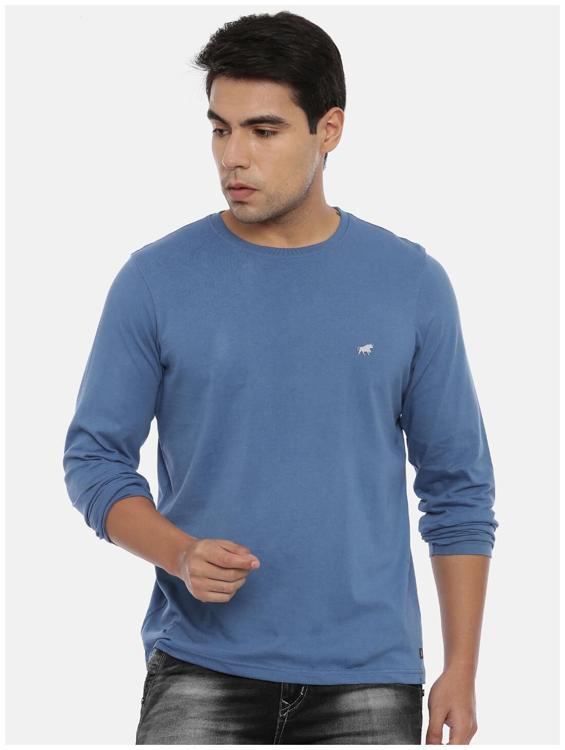 

Bushirt com Men Blue Regular fit Cotton Round neck T-Shirt - Pack Of 1