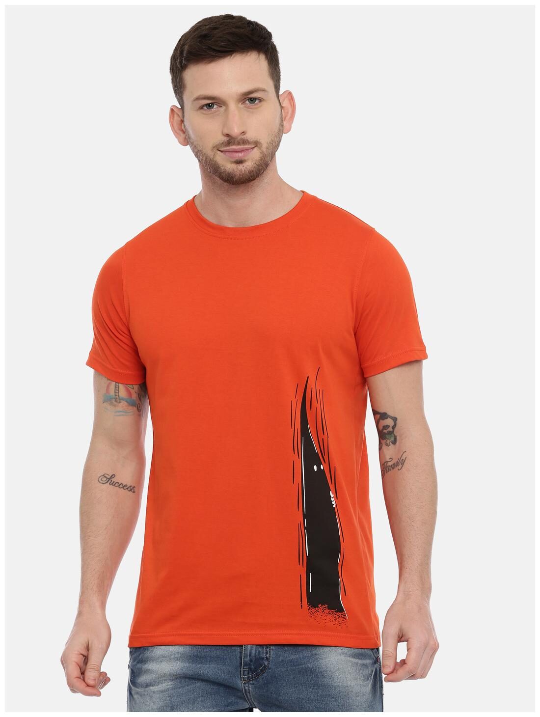 

Bushirt com Men Orange Regular fit Cotton Round neck T-Shirt - Pack Of 1