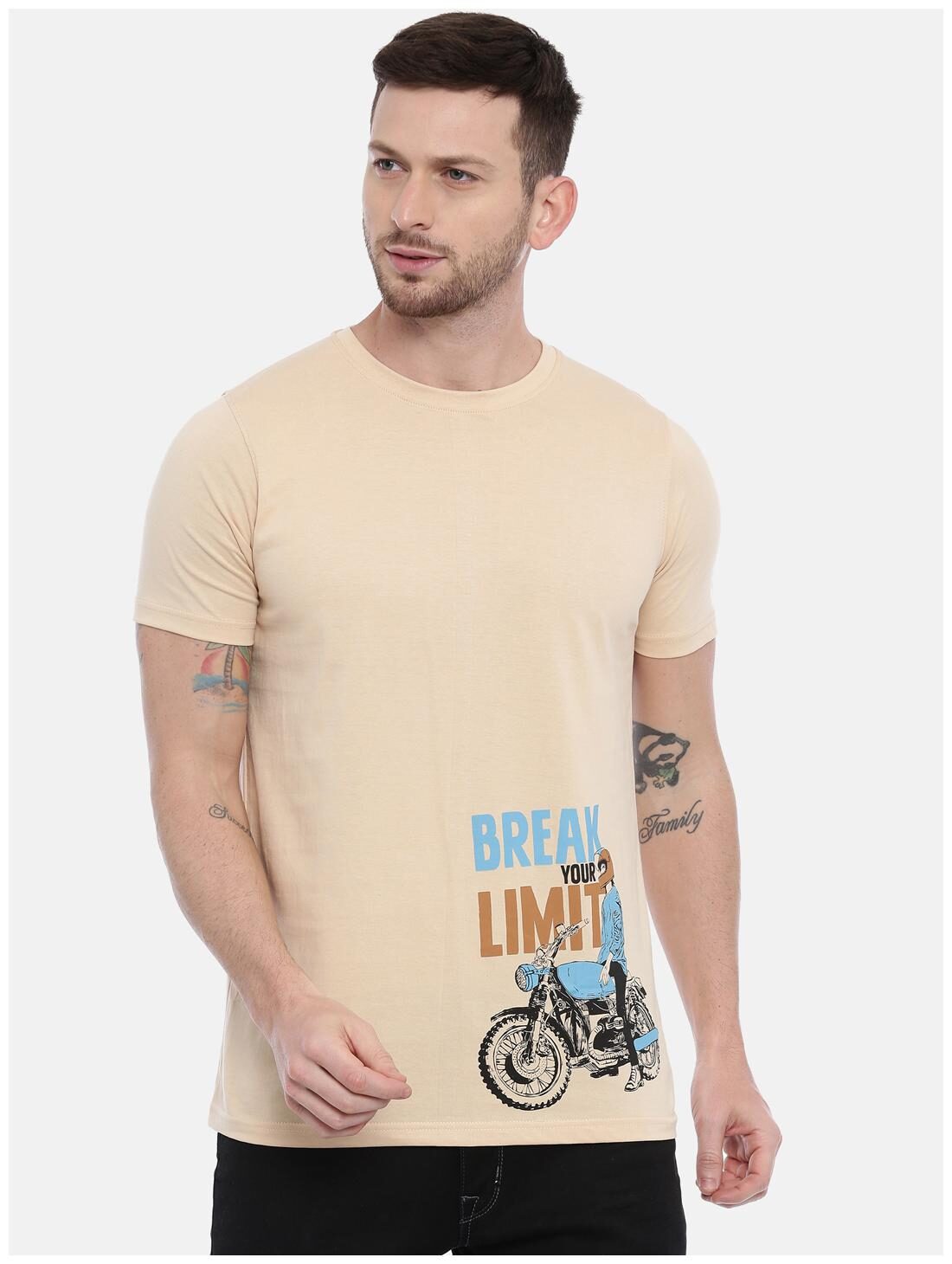 

Bushirt com Men Beige Regular fit Cotton Round neck T-Shirt - Pack Of 1