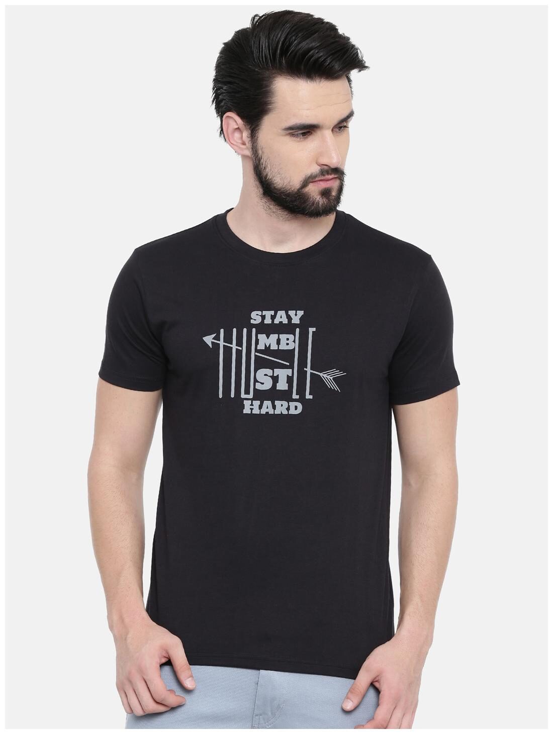 

Bushirt com Men Black Regular fit Cotton Round neck T-Shirt - Pack Of 1
