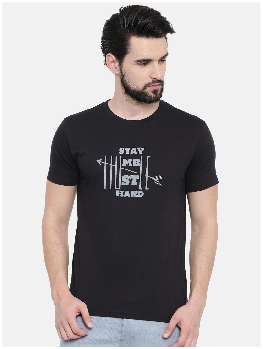 

Bushirt com Men Black Regular fit Cotton Round neck T-Shirt - Pack Of 1