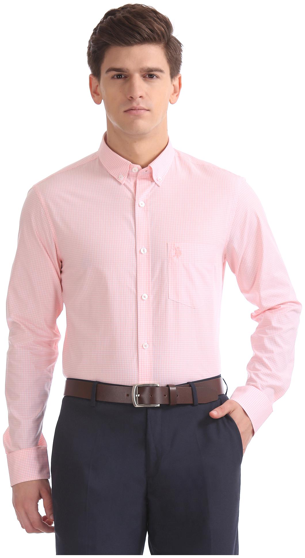 

U S Polo Assn Men Regular fit Formal Shirt - Pink
