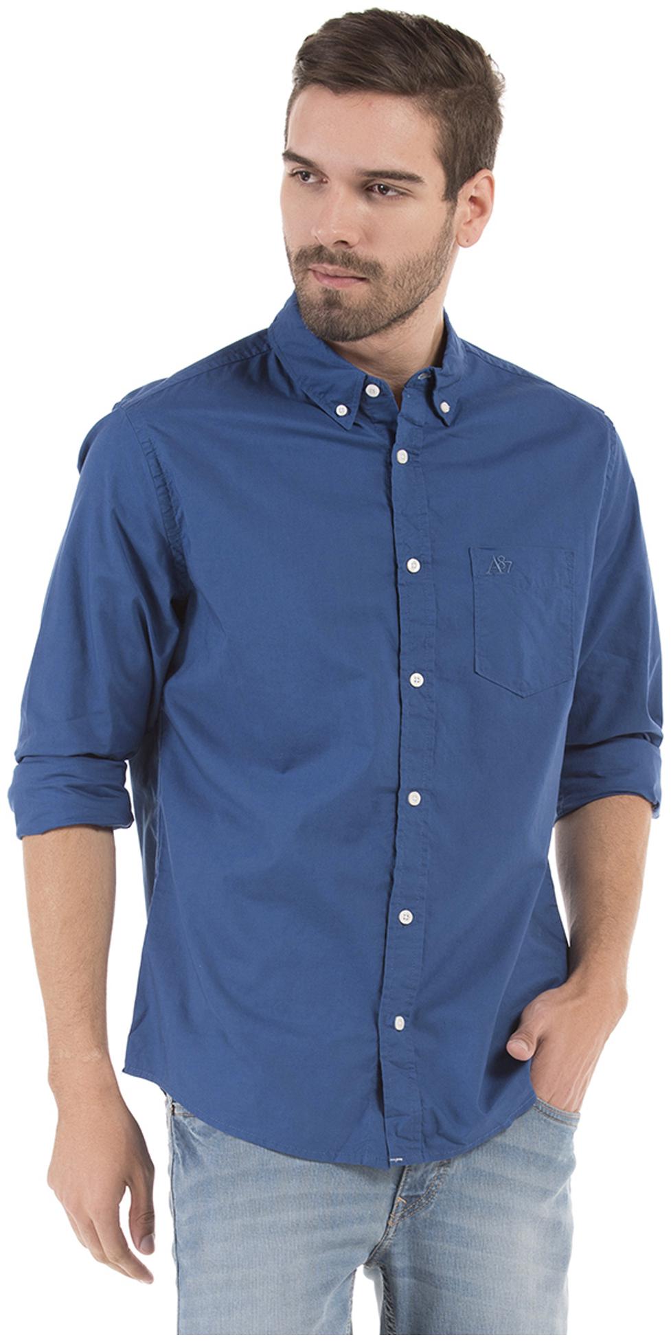 

Aeropostale Men Blue Solid Regular Fit Casual Shirt