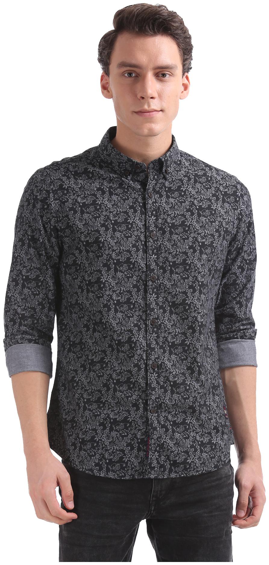 

U S Polo Assn Men Black Printed Slim Fit Casual Shirt