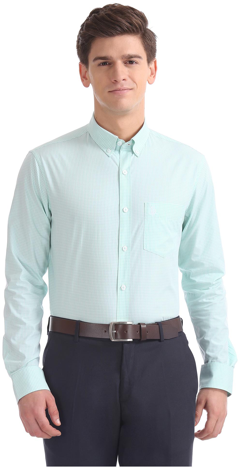 

U S Polo Assn Men Regular fit Formal Shirt - Green