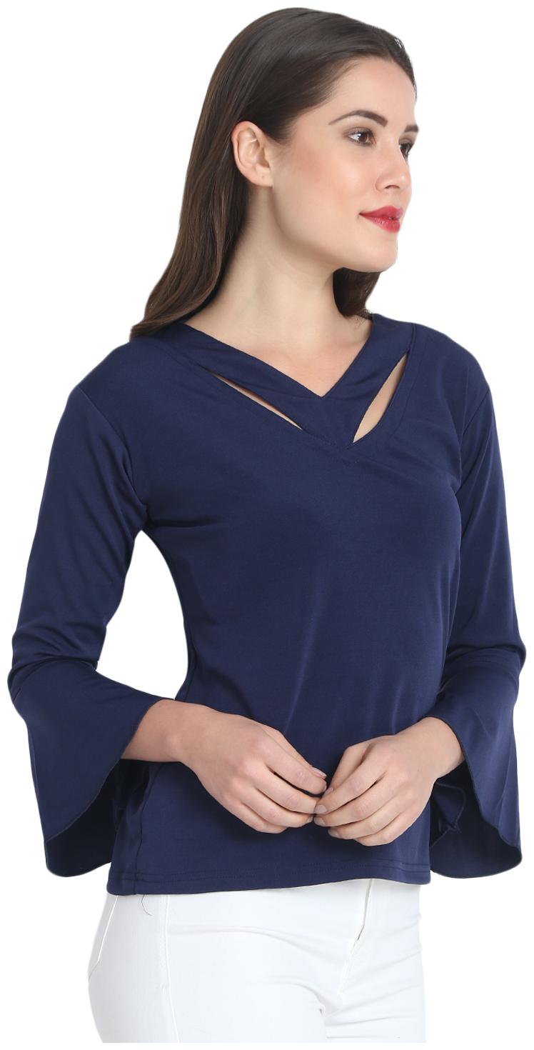 

Dimpy Garments Women Solid Regular top - Blue