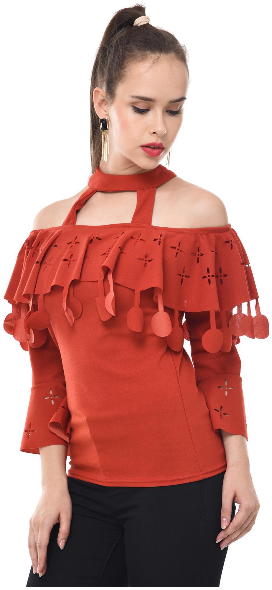 

Dimpy Garments Women Solid Regular top - Red