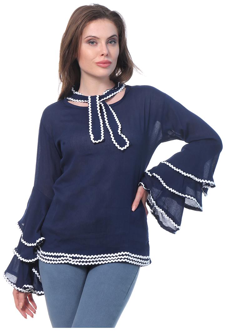 

BuyNewTrend Women Printed A-line top - Blue