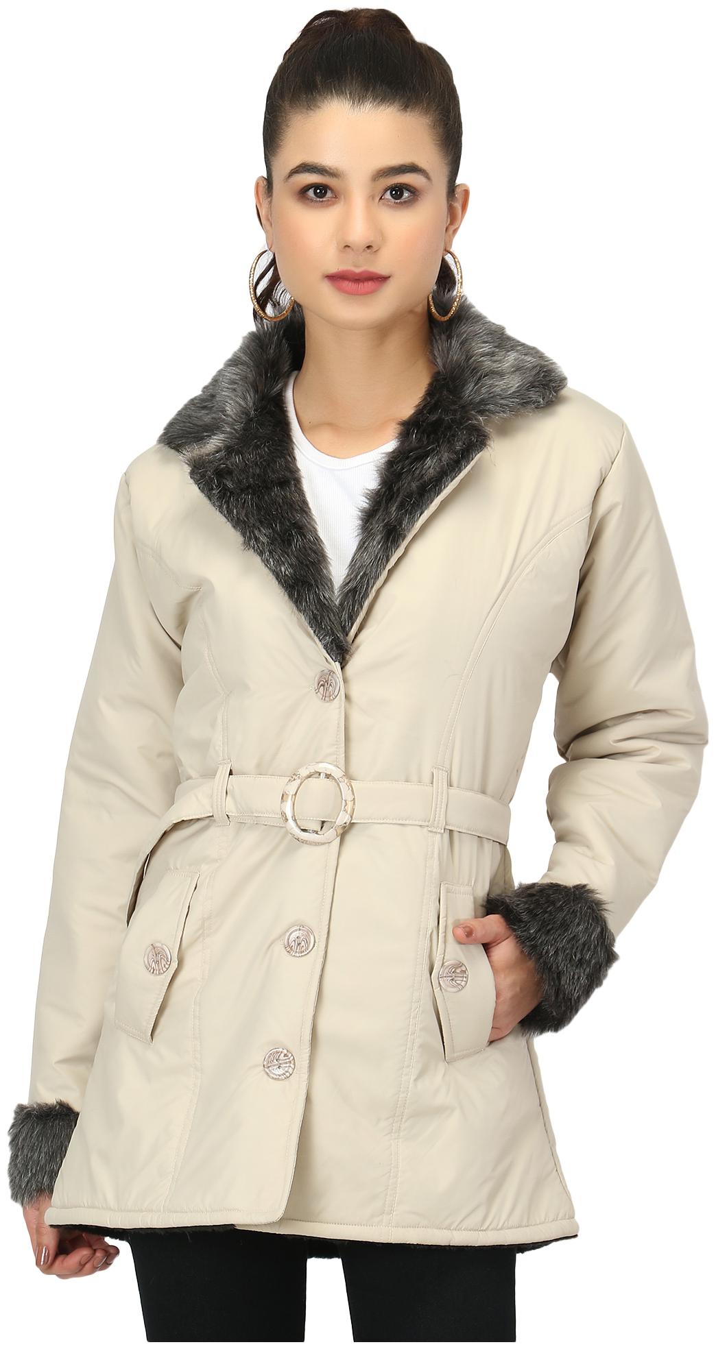 

BuyNewTrend Women Solid Bomber Jacket - Cream