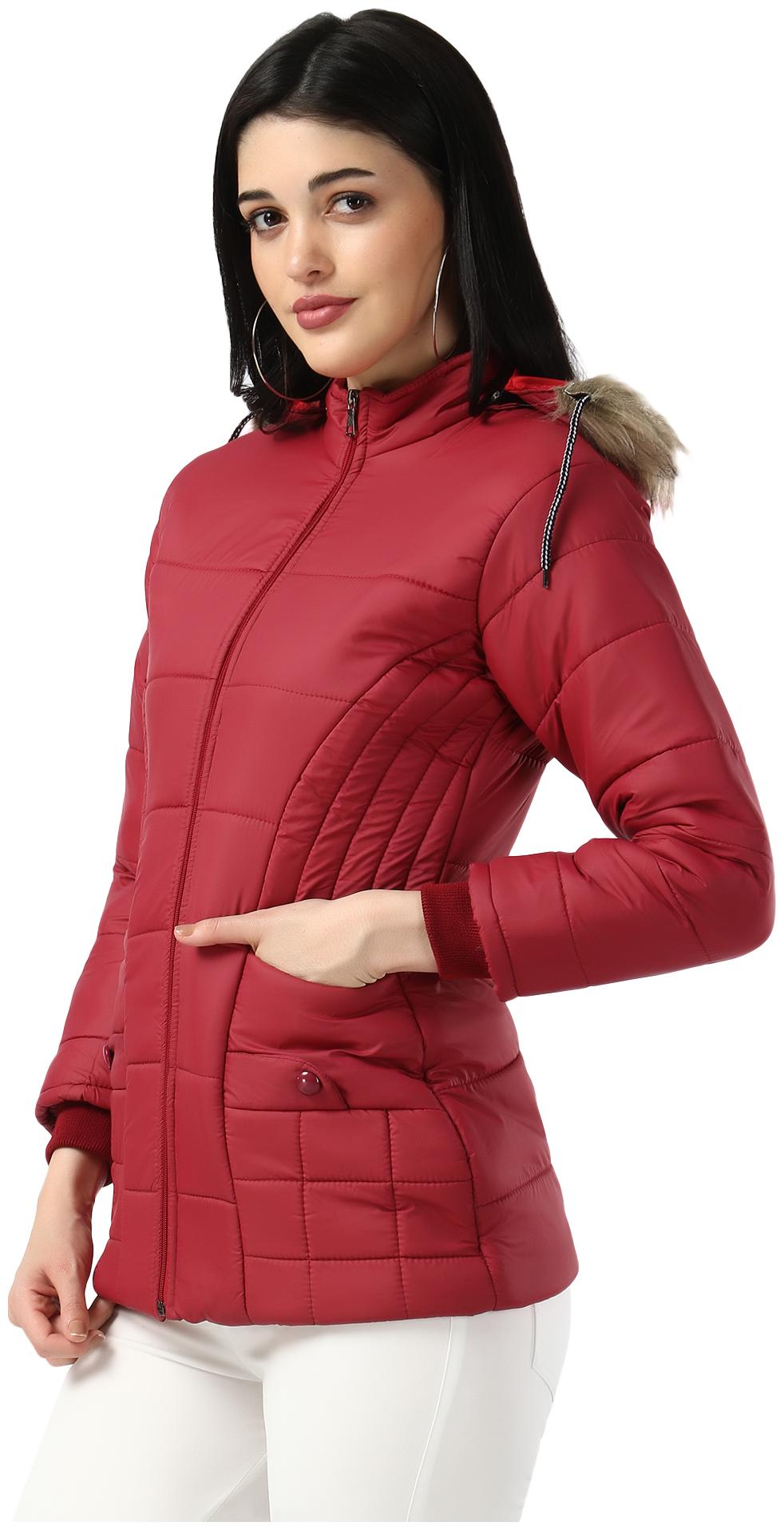 

BuyNewTrend Women Solid Regular Jacket - Maroon