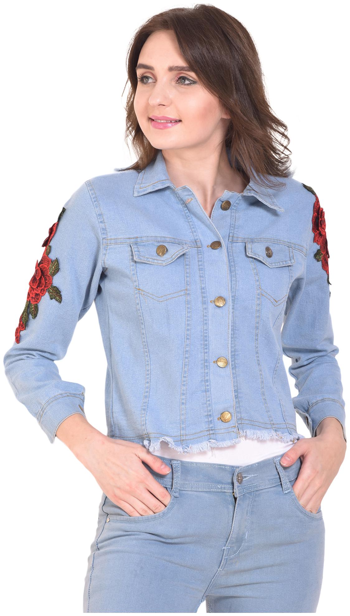 

Dimpy Garments Women Embroidered Denim Jacket - Blue