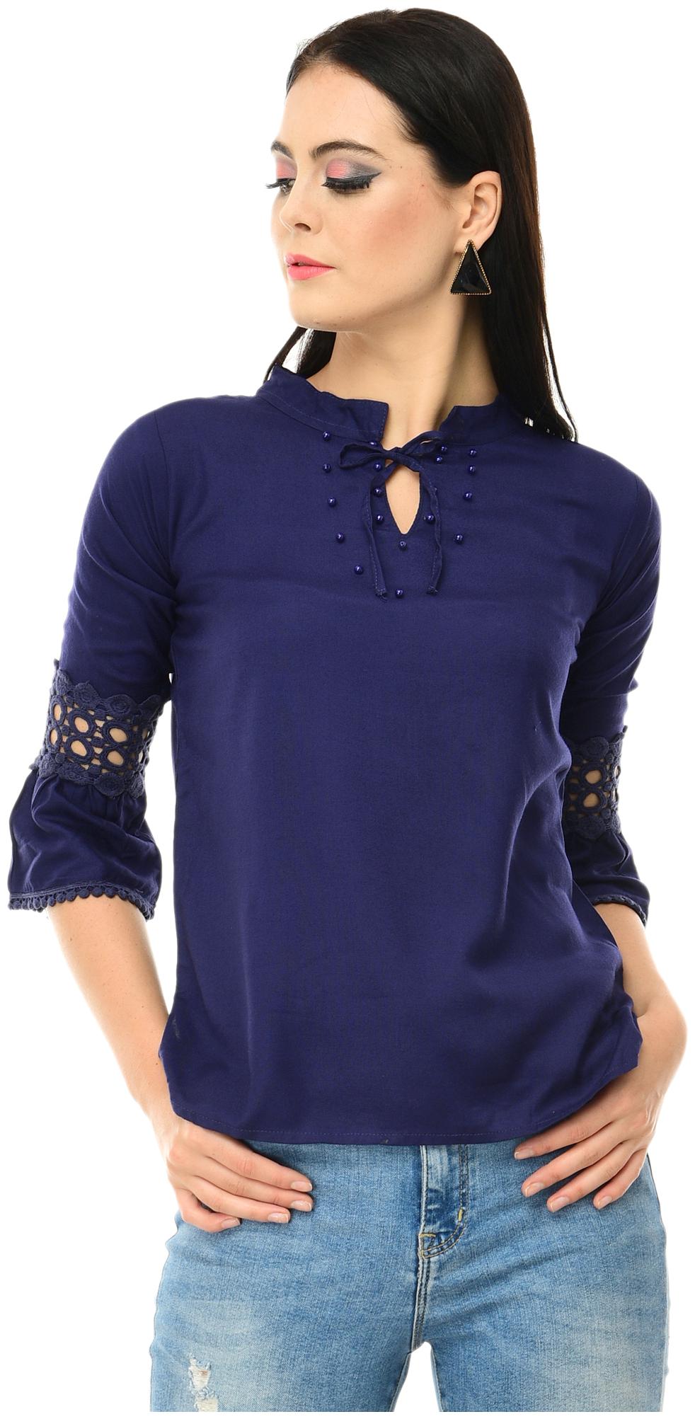 

Dimpy Garments Women Solid Regular top - Blue