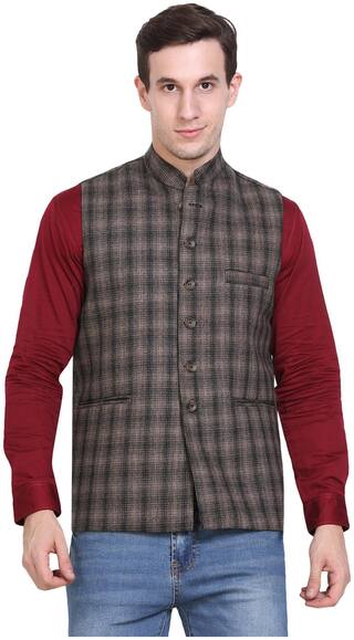 BuyNewTrend Tweed Woolen Nehru Jacket Mens Waistcoat