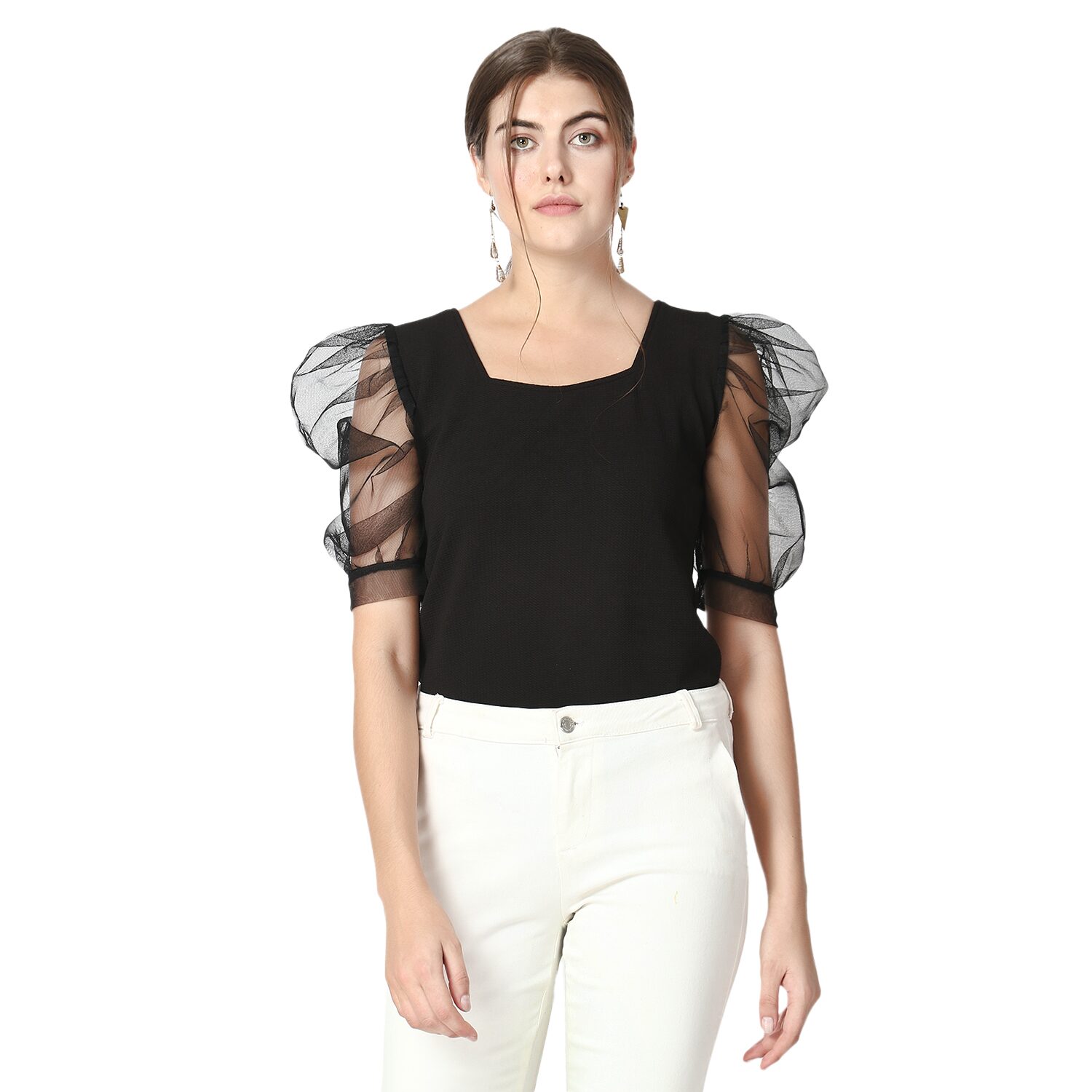 

BuyNewTrend Women Solid Regular top - Black