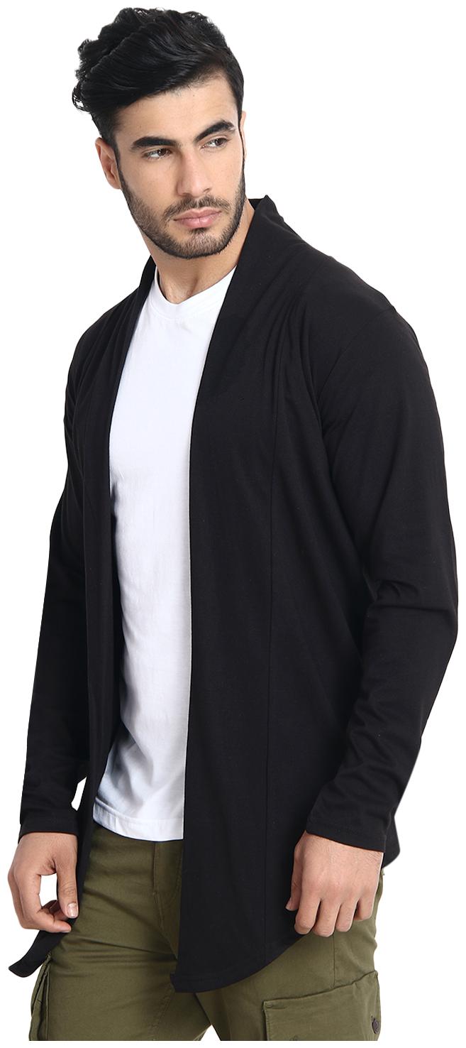 

BuyNewTrend Black Full Sleeve Cotton Plain Men Shrug