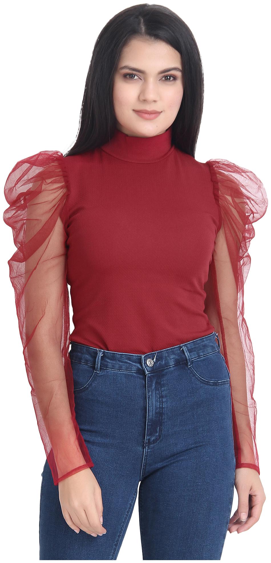 

BuyNewTrend Women Solid Regular top - Maroon