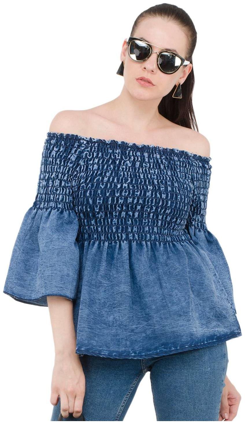 

Dimpy Garments Women Polka dots A-line top - Blue