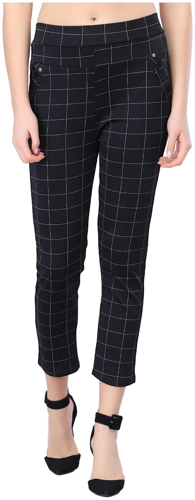 

BuyNewTrend Lycra Checked Black Trouser Pant For Women