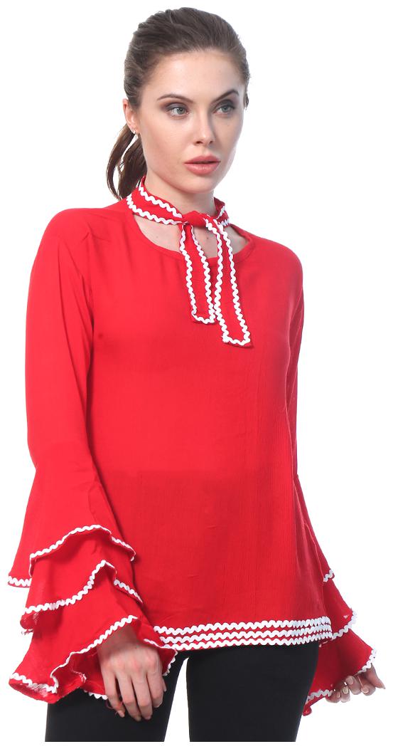 

BuyNewTrend Women Printed A-line top - Red