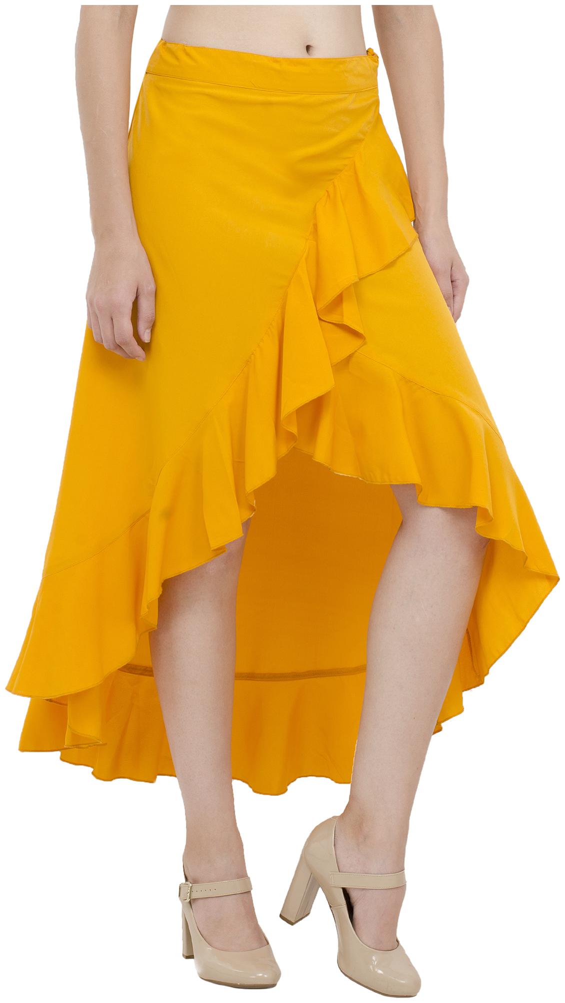 

Dimpy Garments Solid Wrap skirt Midi Skirt - Yellow