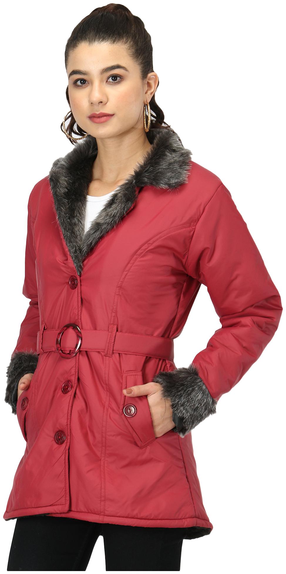 

BuyNewTrend Women Solid Bomber Jacket - Maroon